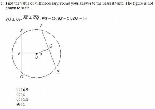 Find the value of x. If necessary, round your answer to the nearest tenth. The figure is not drawn t