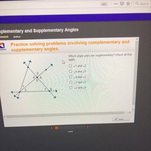 Which angle pairs are supplementary