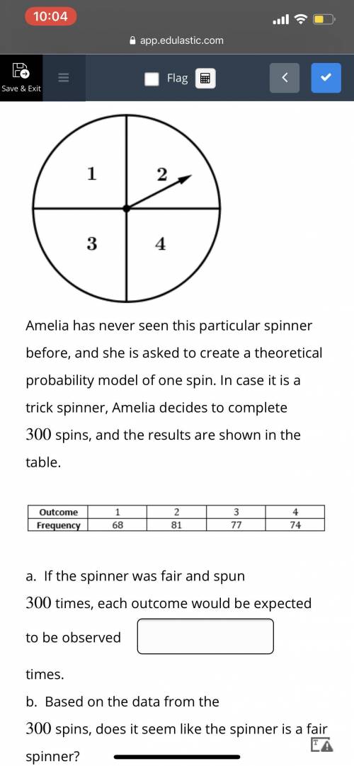 If the spinner was fair and spun 300 times, each outcome would be expected how many times?