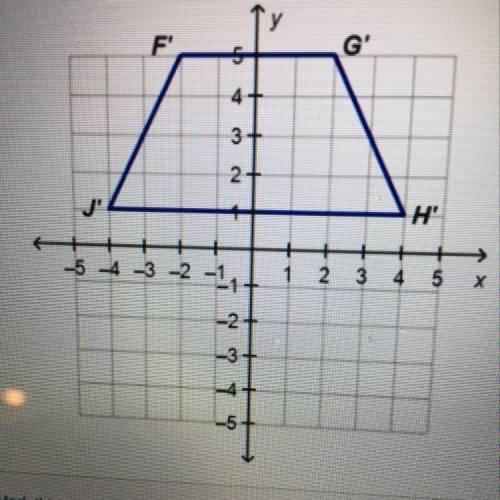 The graph shows trapezoid FG'H'I'. If the trapezoid is the image of a translation of FGHJ, what must