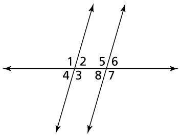 Which of the following are alternate interior angles? Select all that apply. A. ∠5 and ∠4 B. ∠6 and