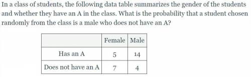 Probability. In a class of students, the following data table summarizes the gender of the students