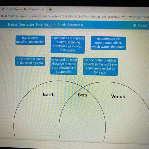 Drag each tile to the correct location on the diagram Decide whether the attribute describes Earth,