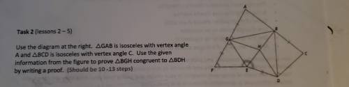 GAB Is isosceles with vertex angle A and BCD is isosceles with vertex angle C. Use the given informa
