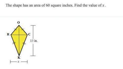 The shape has an area of 60 square inches. Find the value of x.