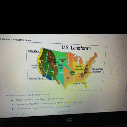 Examine the diagram below which for landforms can be found in Texas