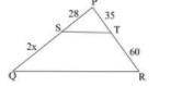 (05.01 LC)Look at the figure shown below: A triangle RPQ is shown. S is a point on side PQ and T is