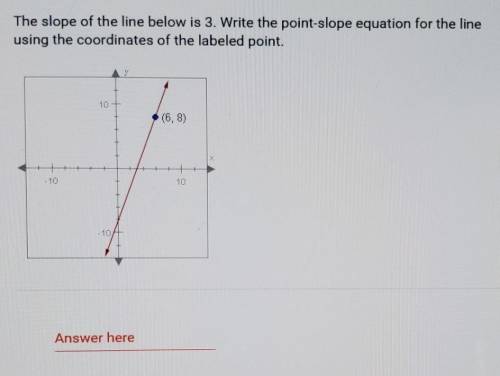 The slope of the line below is 3. write the point-slope equation for the line using the coordinates