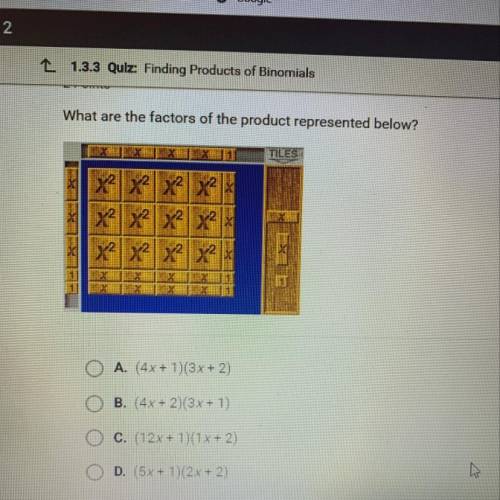 What are the factors of the product represented below