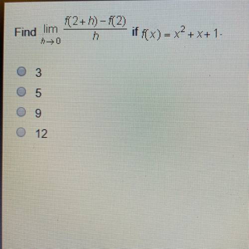2+1) - 112) Find lim ifkx)=x²+x+1 0 3 9 Helpppppo on a timer