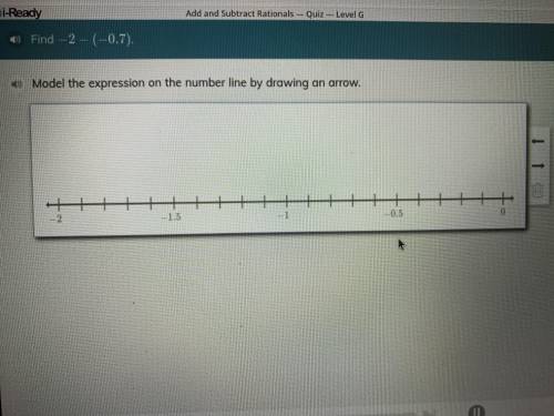 Find-2-(-0.7). . the expression on the number line by drawing an arrow.