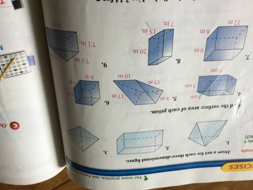 I need questions 4 & 6, Find the surface area of each prism.