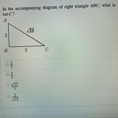 In the accompanying diagram of right triangle ABC, what is tan C?