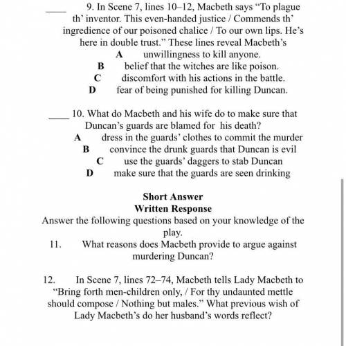 The Tragedy of Macbeth: Act One Multiple Choice Identify the choice that best completes the stateme