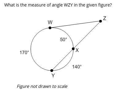 What is the measure of angly WZY in the given figure?