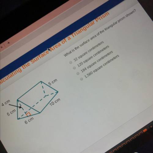 What is the surface area of the triangular prism shown