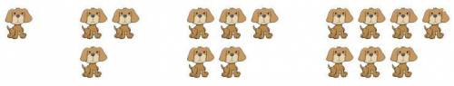 (Digit code) How many puppies would be in picture 125 if picture one below has 1, picture 2 has 3,