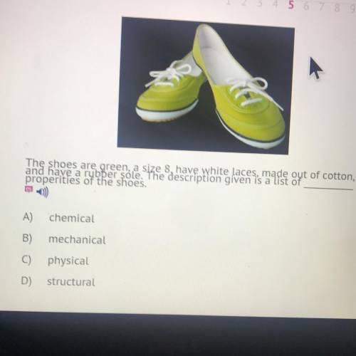 The Description giving is a list of ______ properties of the shoe
