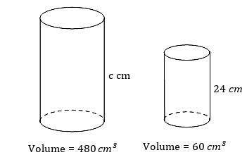 Two similar cylinders have volumes of 480cm3 and 60cm3. a) Find the fully simplified ratio of the v