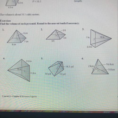 PLS HELP FAST I NEED TO FIND THE VOLUME OF EACH PYRAMID