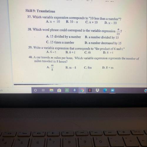 I need help with 38,39 and 40 please!