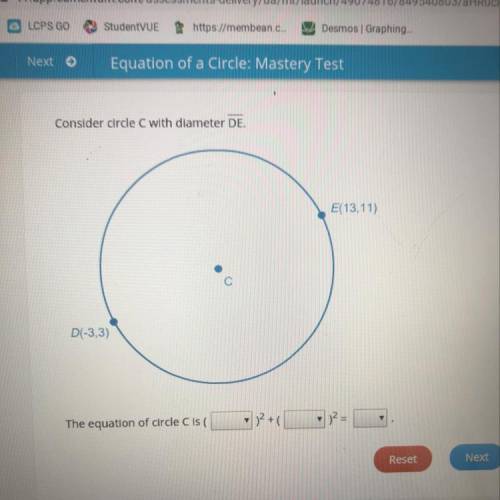 Consider circle C with diameter DE.