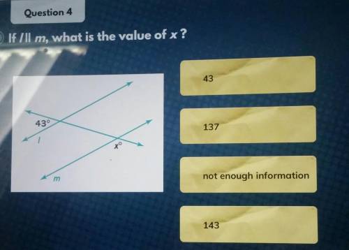 If /Il m, what is the value of x? this is I-ready I have 2 wrong so far and if I get this one wron