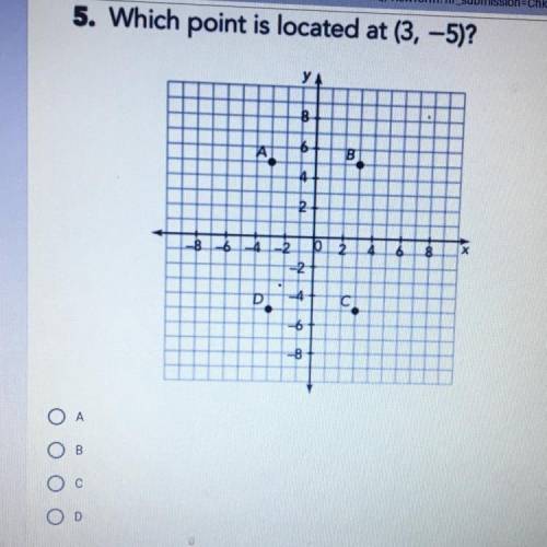 Wich point is located at (3, -5)?  A  B C D