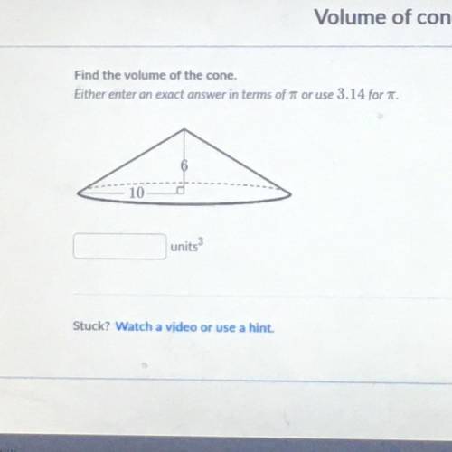 Find the volume of the cone