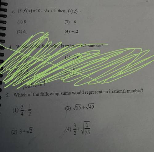 I need help figuring out the question 3 and 5