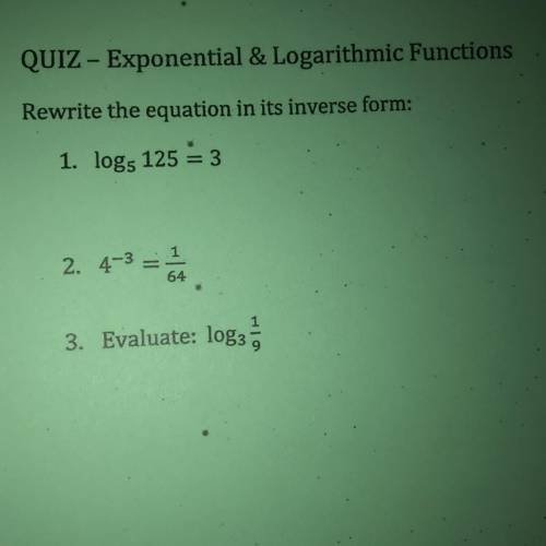 Please solve  Rewrite equations in inverse form