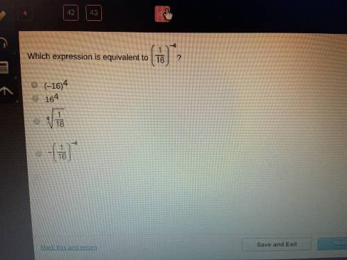 Which expression is equivalent to (1/16)^-4?