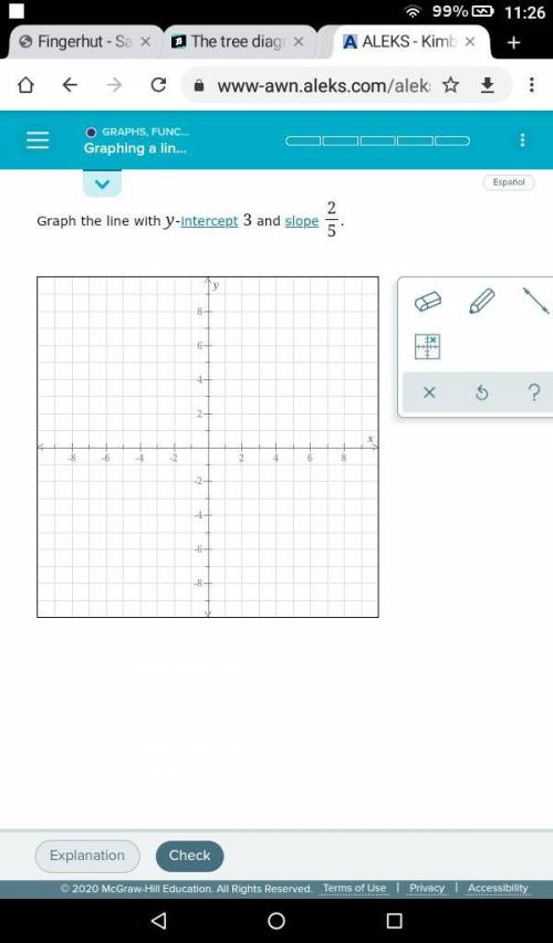 Please help graph the line with y intercept 3 and slope 2/5.