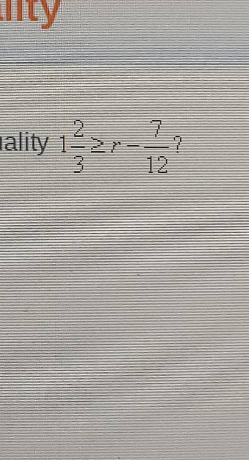 What's the solution to the inequality 1 2/3 > r - 7/12