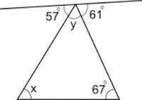 Find the measure of angle x in the figure below: A triangle is shown. At the top vertex of the tria