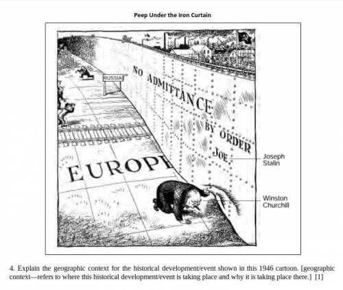 Explain the geographic context for the historical development/event shown in this 1946 cartoon. [ge