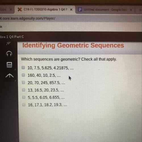 Which sequences are geometric? check all that apply