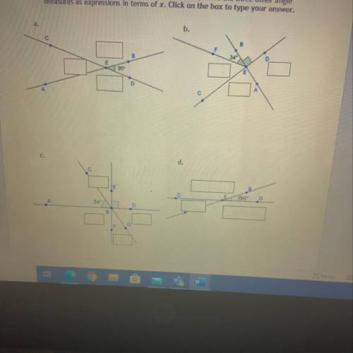 I need the answers finding the missing angle measure in each diagram