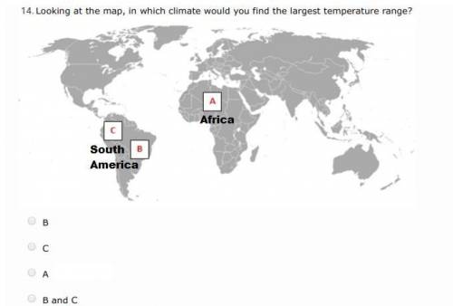 Looking at the map, in which climate would you find the largest temperature range?