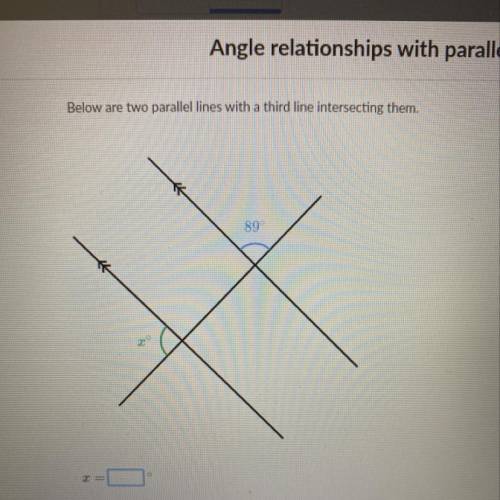 Angle relationships with parallel lines. what is x?
