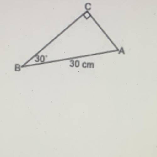 In the right triangle below, use special right triangle ratios to find the exact length of BC.  A.