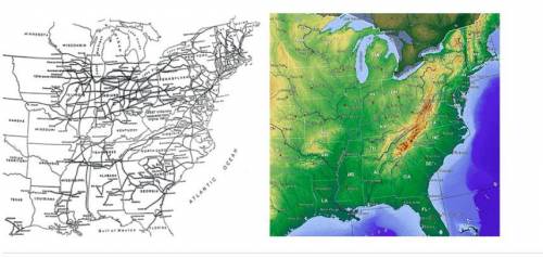 EASY HELP ! The map on the right is a topographic map of the continental U.S. showing the country’s