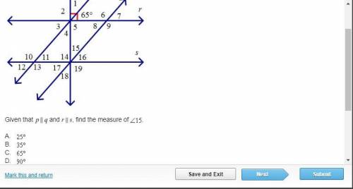 What is the measure of angle 15