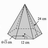 The pyramid shown has a regular hexagon as a base. What is the lateral area of the pyramid?