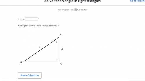 Solve for an angle in right triangles Please help! Thank you!