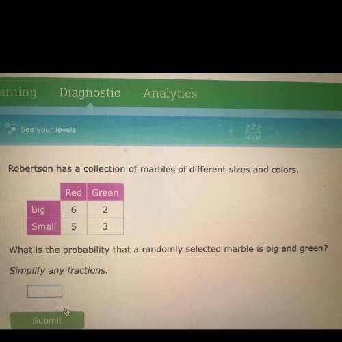 What is the probability that a randomly selected marble is big and green? Simplify any fractions.