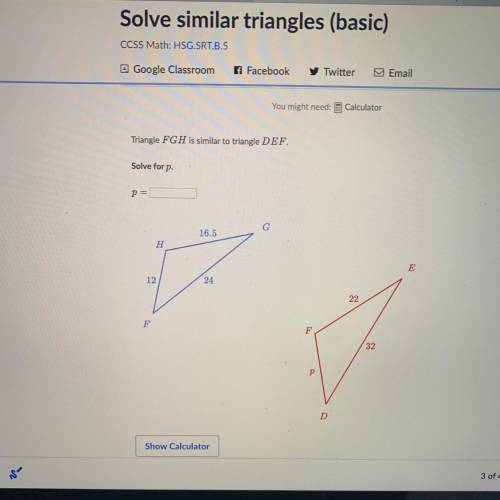 Solve similar triangles