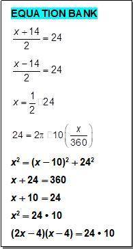 Which equation can be used to solve for x?

Choose from the Equation Bank
these are all different