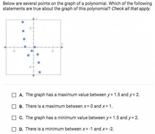 Below are several points on the graph of a polynomial. Which of the following statements are true a