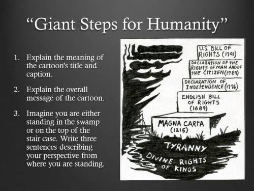 What is the message of the political cartoon called “Giant steps for Humanity”